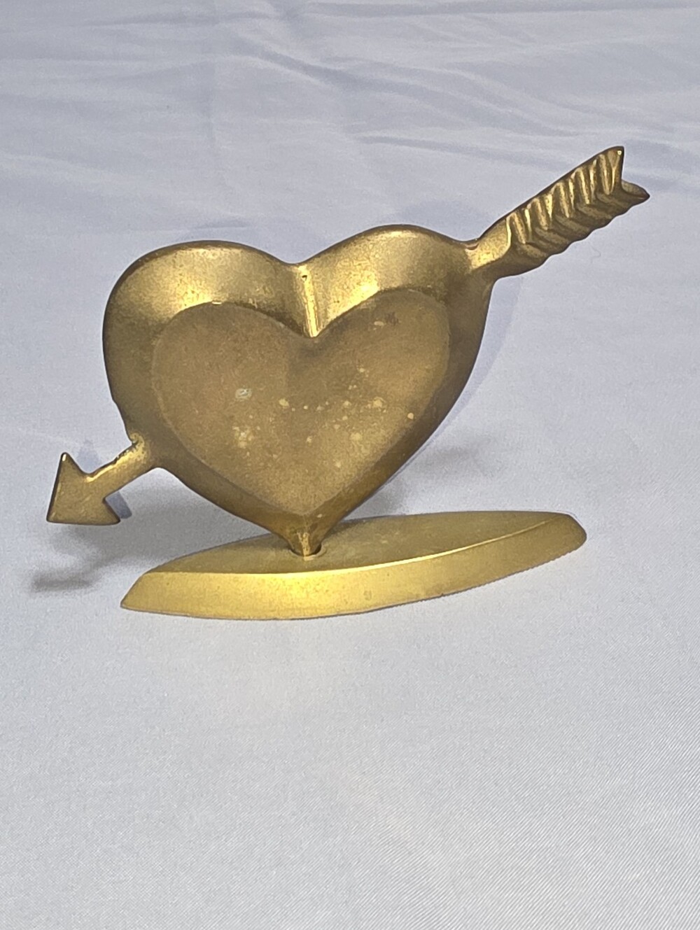 Vintage Brass Heart & Arrow Trinket Dish Made in India